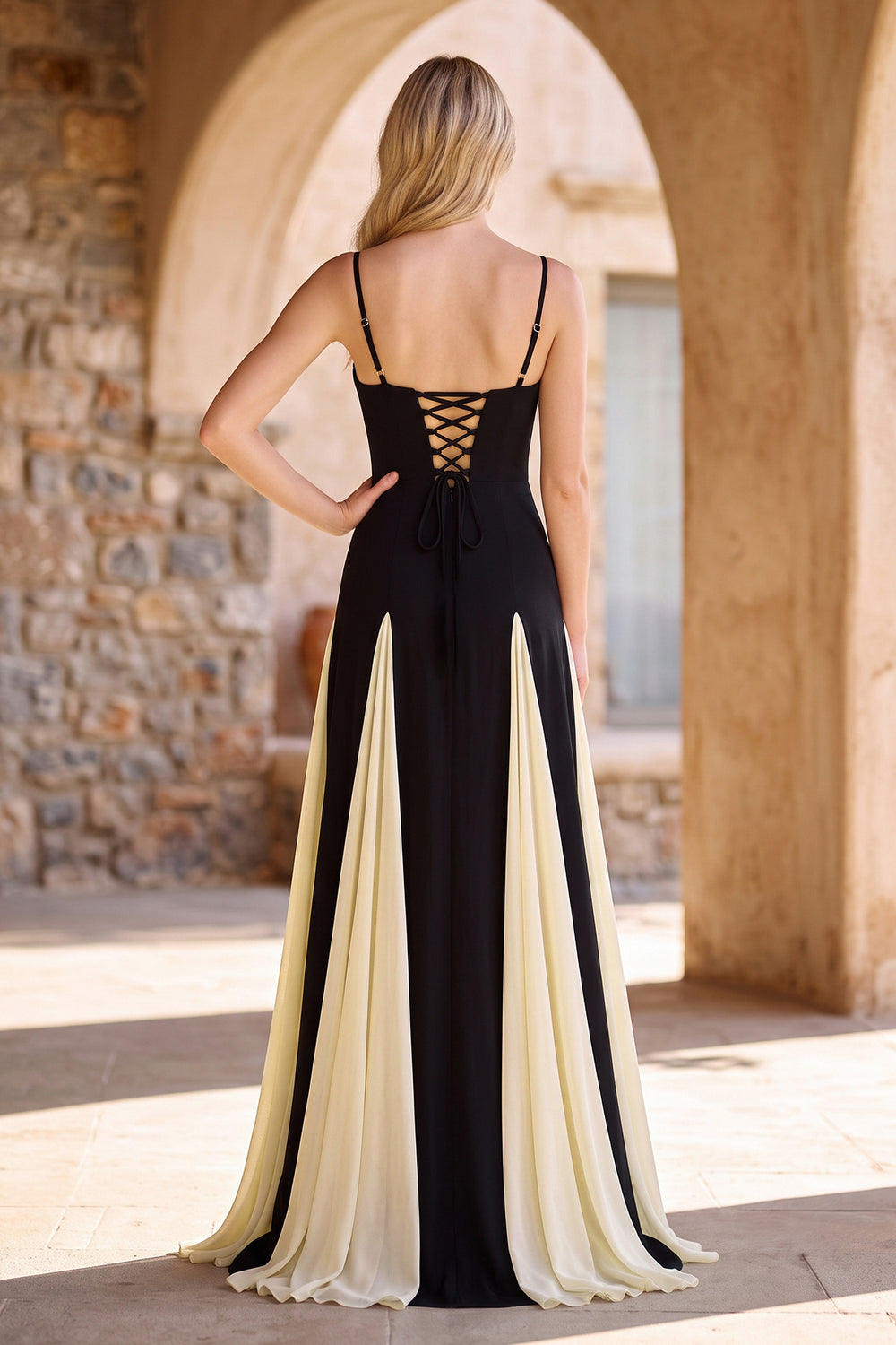 White Spaghetti Straps Sleeveless A Line Satin Long Prom Dresses - KISSPROM