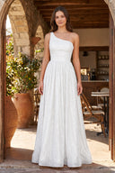 A-Line One Shoulder Sequins Prom Dress with Pockets - KISSPROM PROM DRESSES