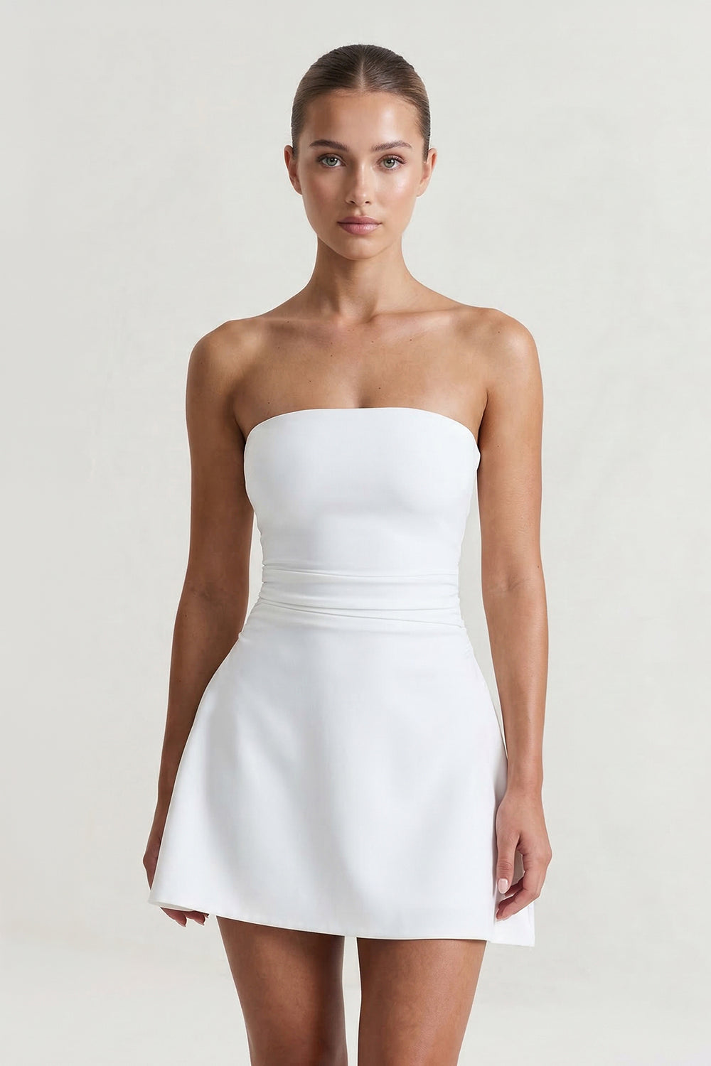 White Strapless A-Line Mini Graduation Dress - KISSPROM