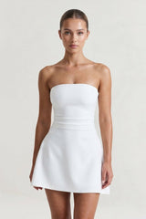 White Strapless A-Line Mini Graduation Dress – Graduation Dresses by KissProm | Available at KissProm