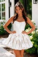 Strapless Black Beaded Short Homecoming Dress with Bow – Homecoming Dresses by KissProm | Available at KissProm