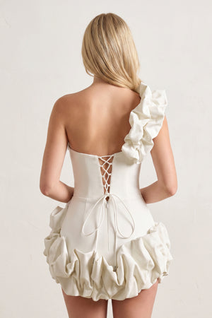 One Shoulder Bodycon Homecoming Dress With Ruffles – Dress by KissProm | Available at KissProm