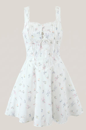 White Warm Rose Print Cotton Ruffled Mini Dress – Dress by KissProm | Available at KissProm