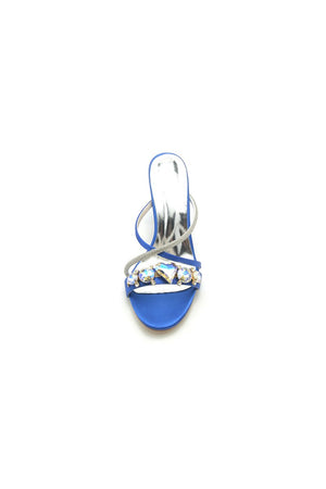 Royal Blue Block Heels with Rhinestone - KissProm