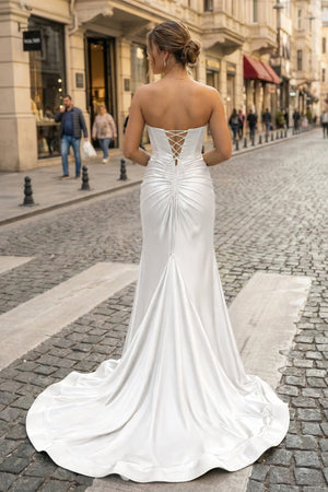 Sweetheart Satin Mermaid Long Prom Dress - KISSPROM PROM DRESSES