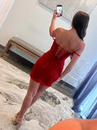 Willem | Red - Bodycon Off The Shoulder Sequins Homecoming Dresses With Appliques