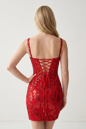 Willem | Red - Bodycon Off The Shoulder Sequins Homecoming Dresses With Appliques
