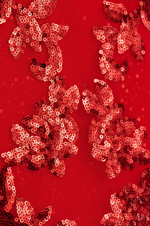 Red - Bodycon Off The Shoulder Sequins Mini Party Dresses With Appliques - KissProm