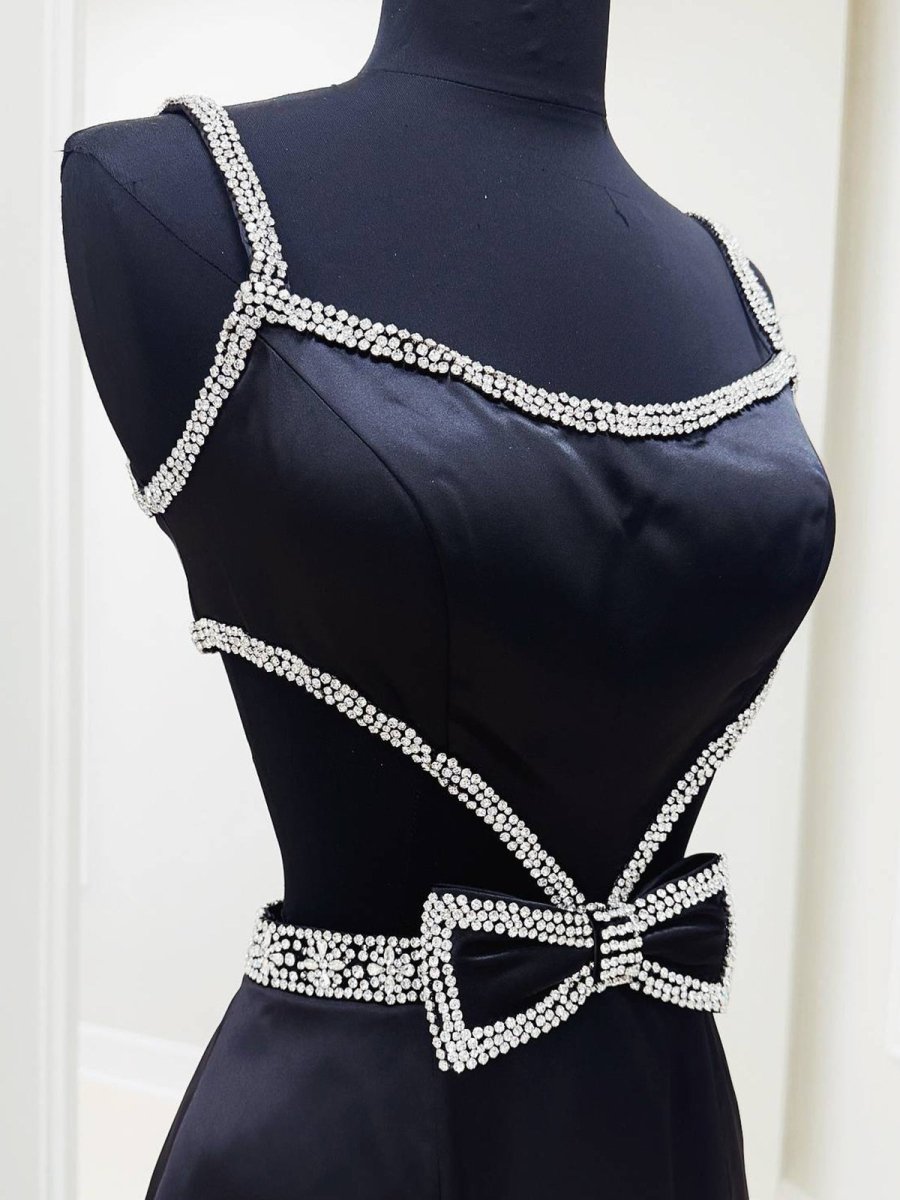 Scoop Neck Mermaid Beaded Long Prom Dress With Bow