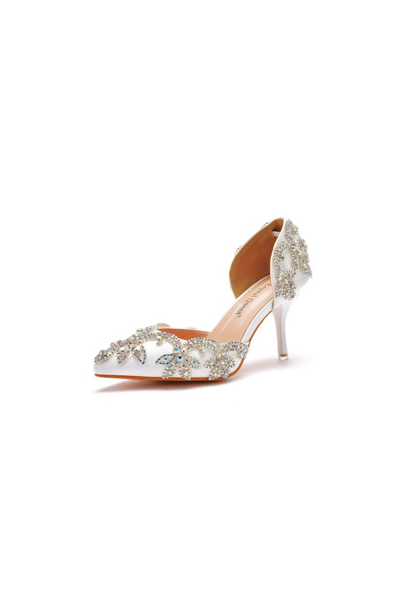 Woman's Wedding Shoes Pointed Toe rhinestone Stiletto - KissProm