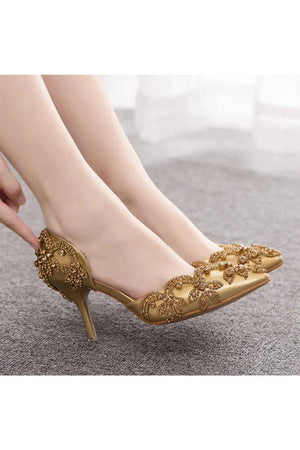 Woman's Wedding Shoes Pointed Toe rhinestone Stiletto – Shoes by KissProm | Available at KissProm