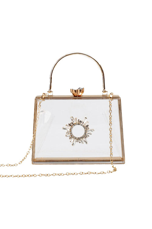 Women’s Clear PVC Rhinestones Crossbody Evening Clutch Bags - KissProm