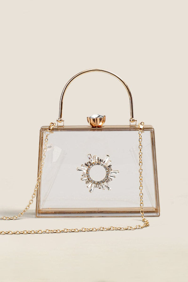 Women’s Clear PVC Rhinestones Crossbody Evening Clutch Bags - KissProm