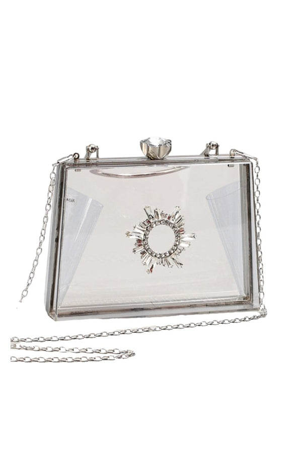 Women’s Clear PVC Rhinestones Crossbody Evening Clutch Bags - KissProm
