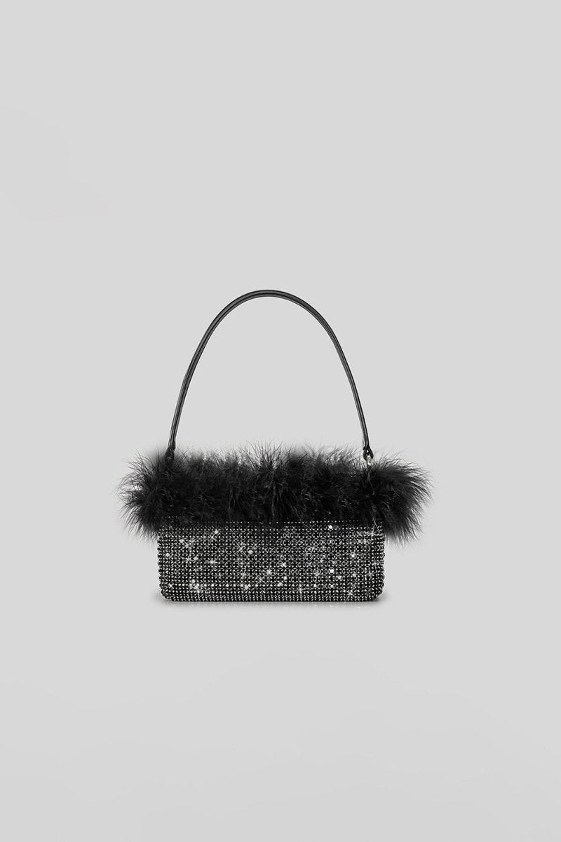 Women’s Feather Rhinestones Evening Bagutte Bags - KissProm