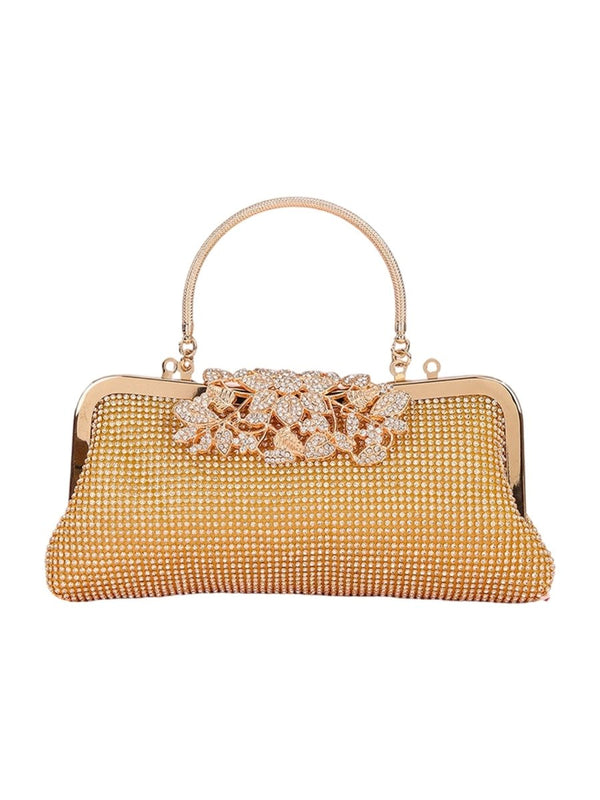 Women’s Flower Rhinestones Top Handle Evening Clutch Bags - KissProm