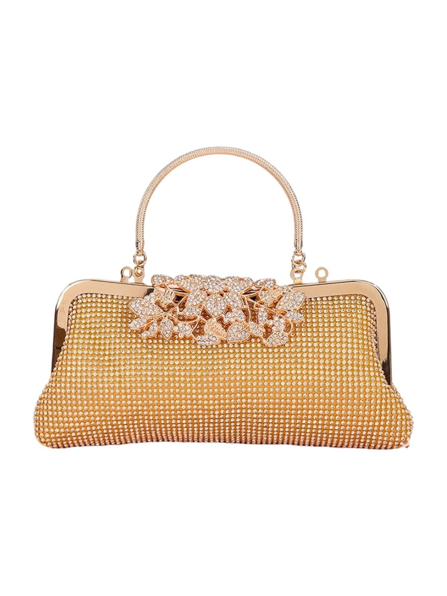 Women’s Flower Rhinestones Top Handle Evening Clutch Bags - KissProm