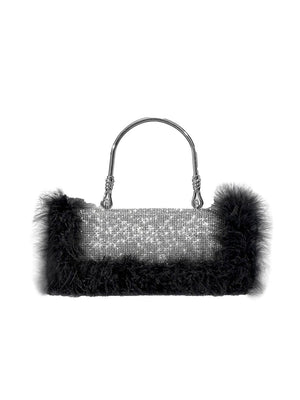 Women’s Furry Rhionestones Evening Clutch Bags - KissProm