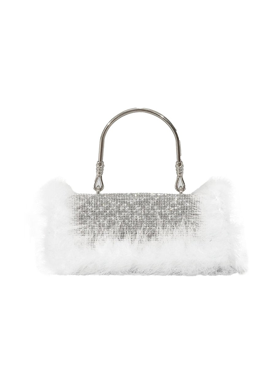 Women’s Furry Rhionestones Evening Clutch Bags - KissProm