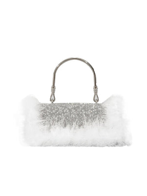Women’s Furry Rhionestones Evening Clutch Bags - KissProm
