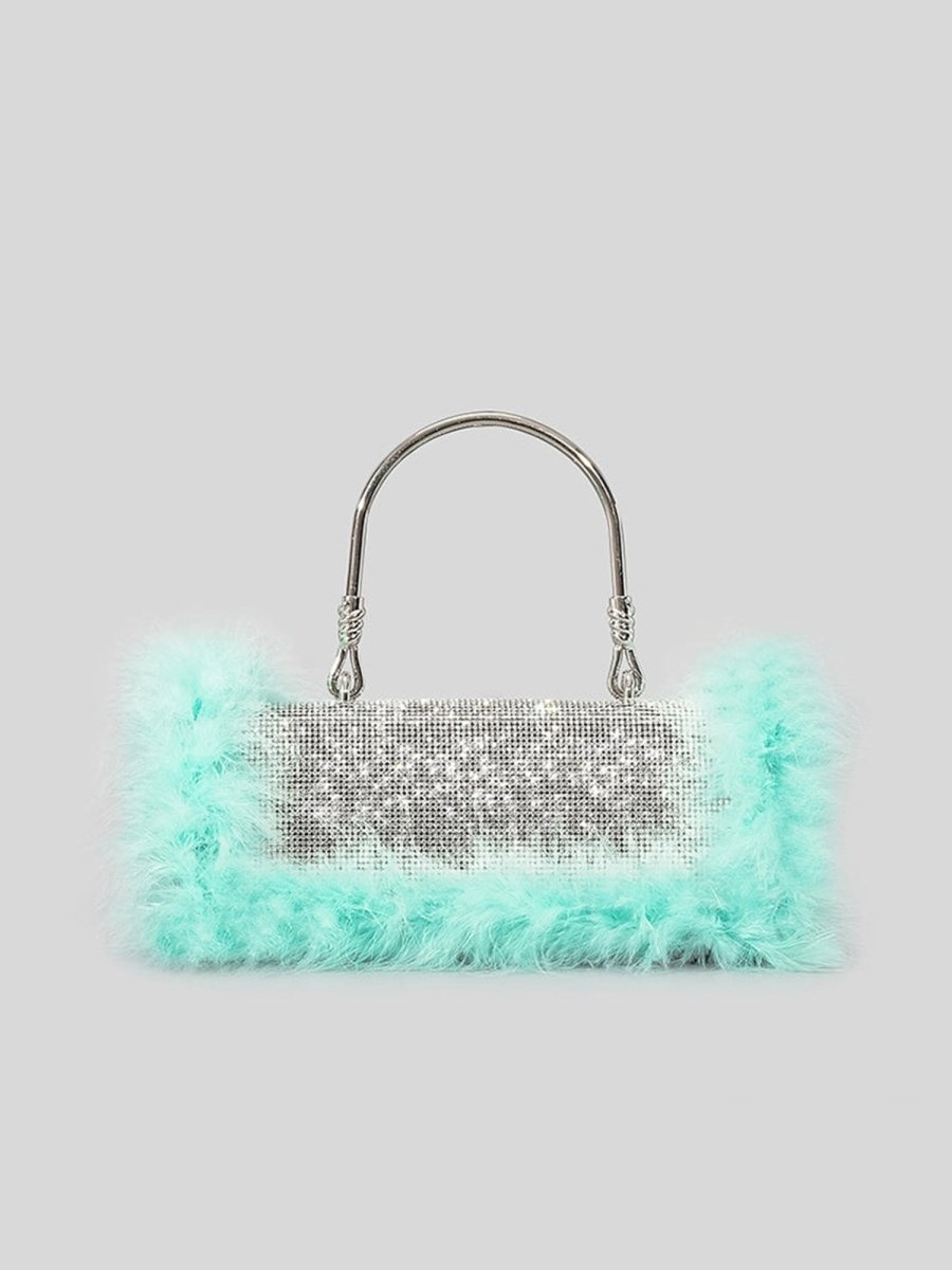 Women’s Furry Rhionestones Evening Clutch Bags - KissProm