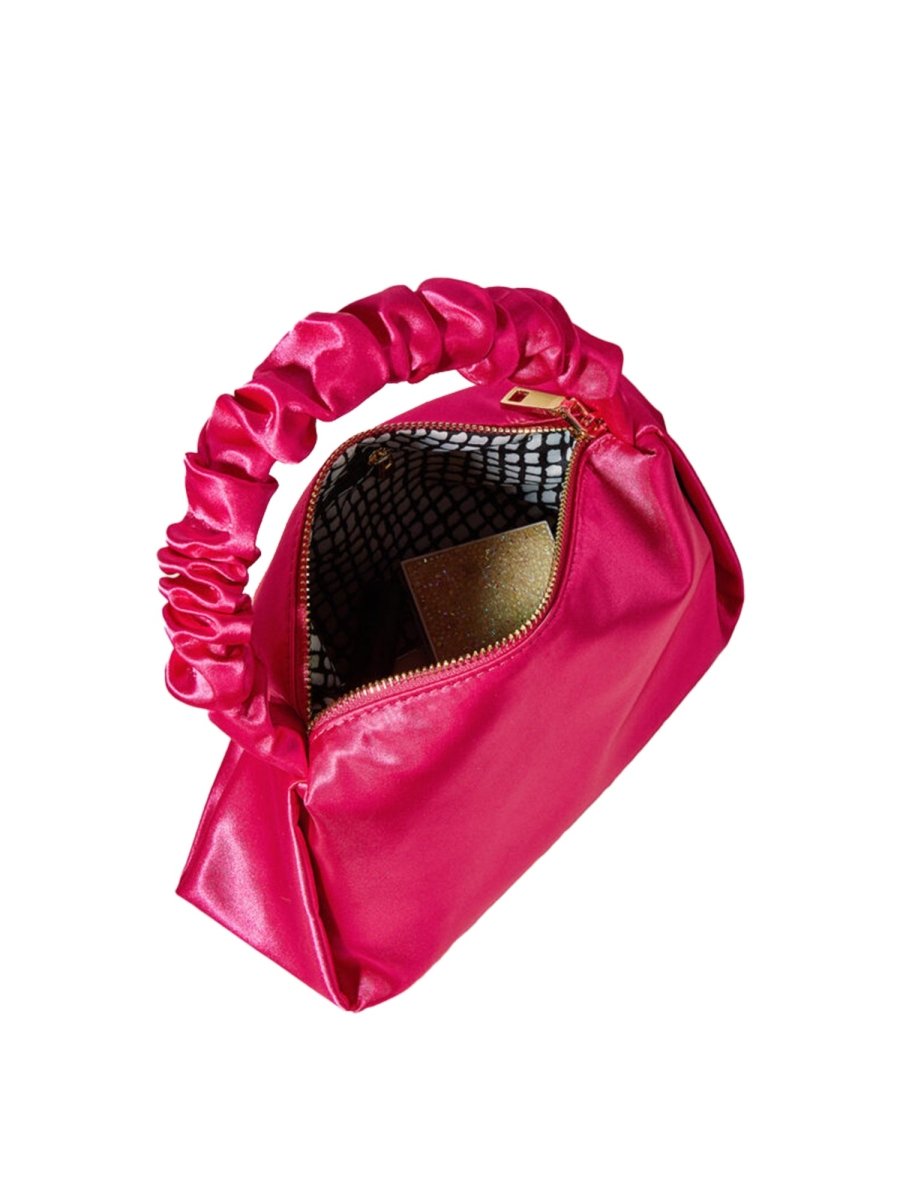 Women’s Hot Pink Slouchy Handle Clutch Bags in Satin - KissProm