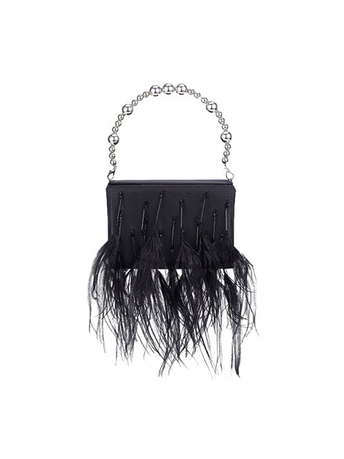 Women’s Orstrich Feather Beaded Clutch Bags - KissProm