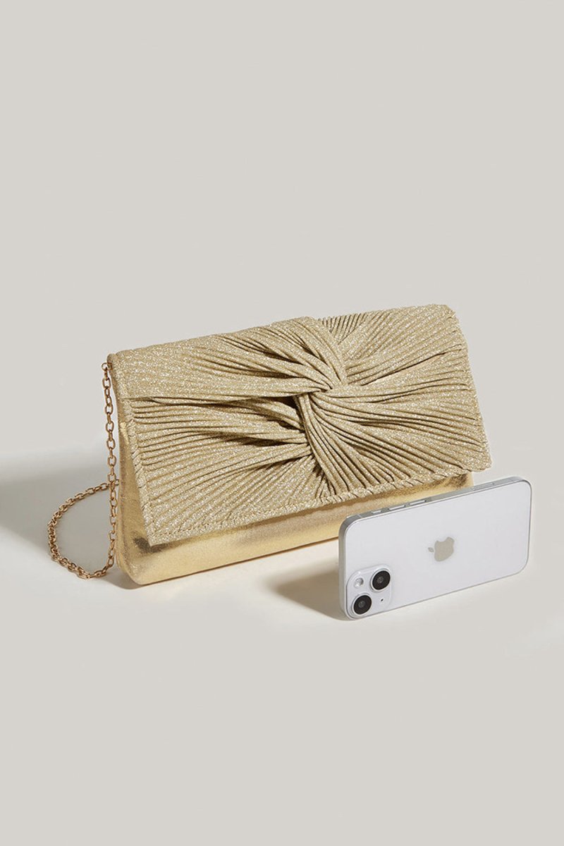 Women’s Ruched Glitter Flap Evening Clutch Bags - KissProm