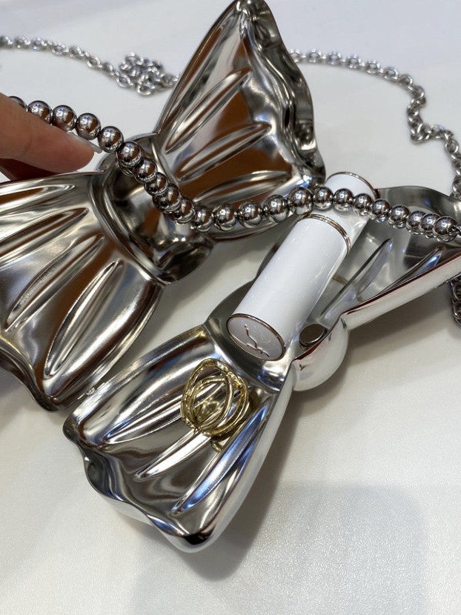 Women’s Silver Bow Clutch Mini Evening Bags - KissProm