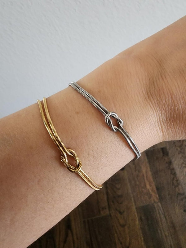 Gold Love Knot Snake Chain Bracelets - KissProm