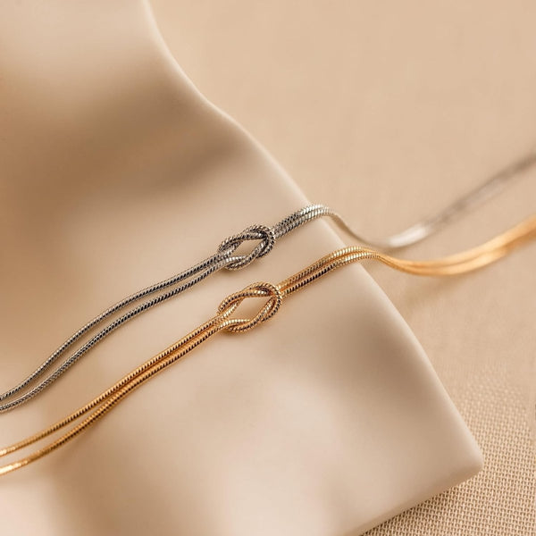 Gold Love Knot Snake Chain Bracelets - KissProm