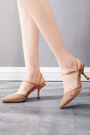 Women's Leatherette With Ankle Strap Closed Toe Stiletto Heel Wedding Shoes - KissProm