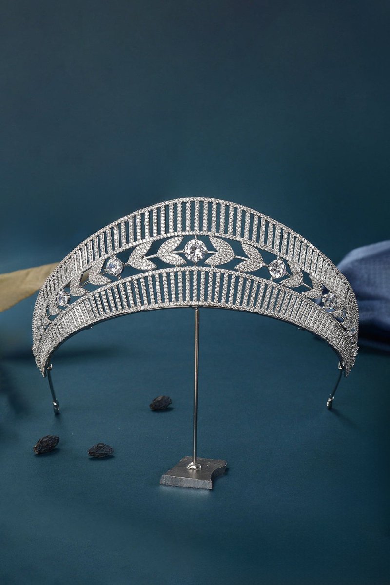 Women's Silver Copper Cubic Zirconia Crowns - KissProm