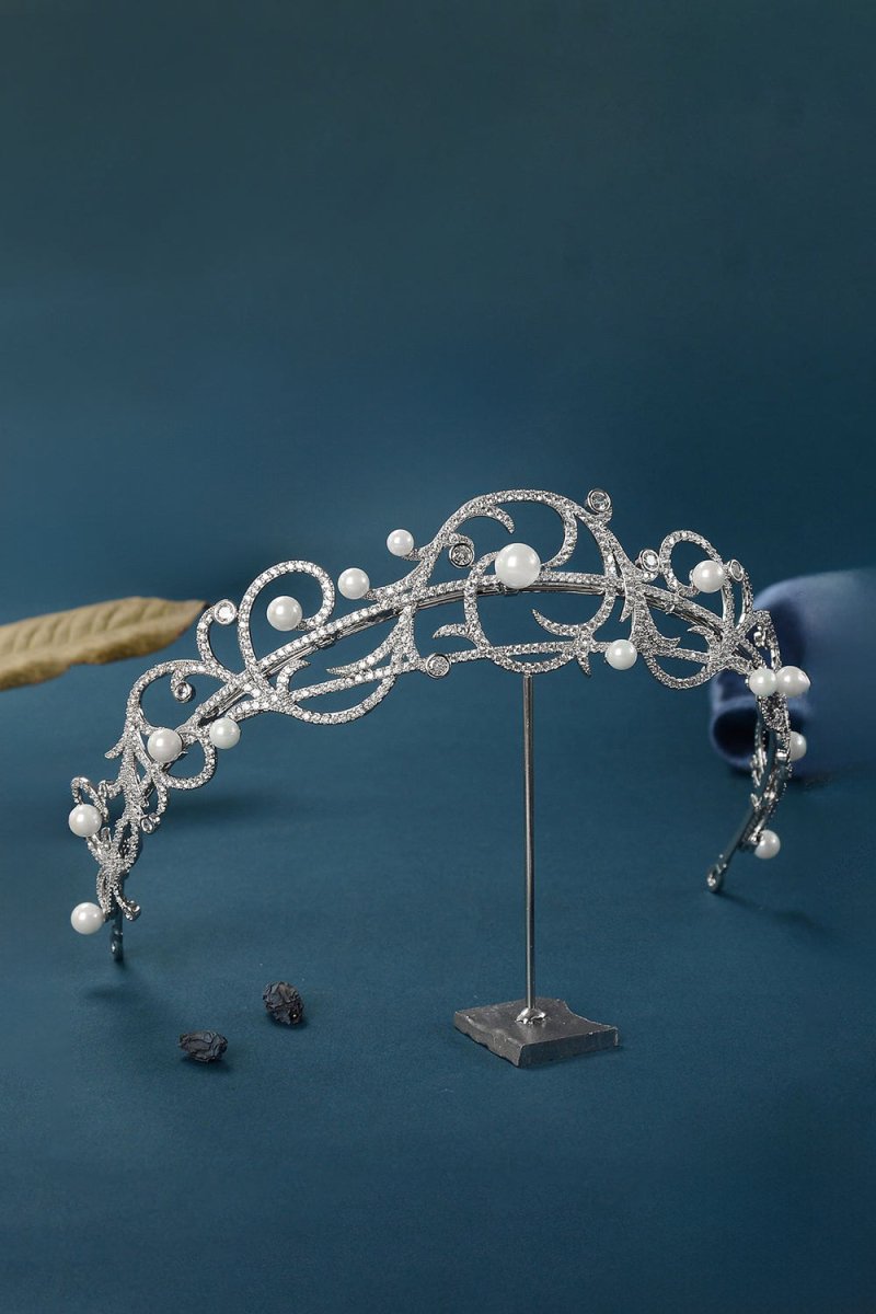 Women's Silver Pearl Swirl Tiaras - KissProm