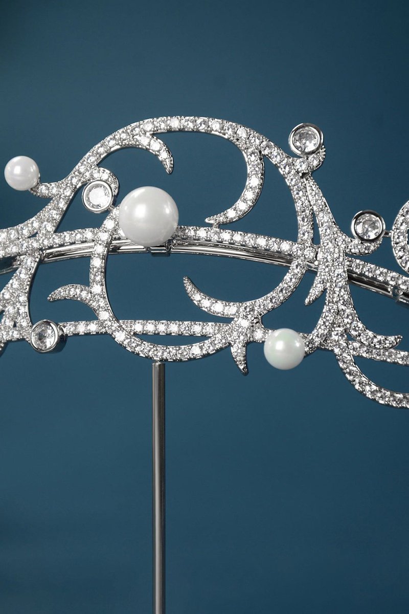 Women's Silver Pearl Swirl Tiaras - KissProm
