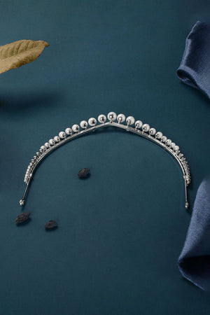 Women's Silver Zircon Pearl Crowns - KissProm