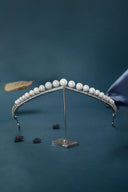 Women's Silver Zircon Pearl Crowns - KissProm