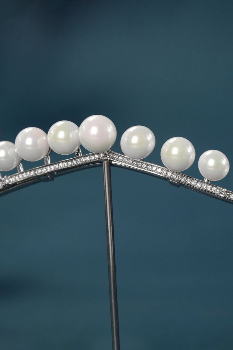 Women's Silver Zircon Pearl Crowns - KissProm