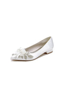 Women's Wedding Shoes Pointed Toe Low Heels with Rhinestone - KissProm
