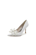 Women's Wedding Shoes Pointed Toe Stiletto Heels With Bow - KissProm