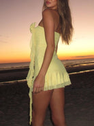 Wynethe | Yellow - Sheath Strapless Chiffon Homecoming Dress with Flower