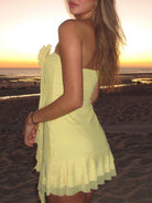 Wynethe | Yellow - Sheath Strapless Chiffon Homecoming Dress with Flower