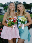 Aqua - Strapless Sheath Irregular Hem Satin Short Homecoming & Cocktail Dress – Homecoming Dress by KissProm | Available at KissProm