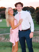 Yavanna | Pink - Strapless Sheath Irregular Hem Satin Short Homecoming Dress