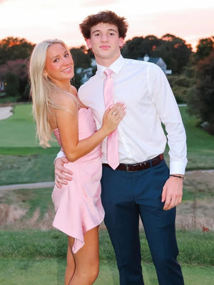 Pink - Strapless Sheath Irregular Hem Satin Short Homecoming & Cocktail Dress – Homecoming Dress by KissProm | Available at KissProm