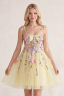 Yellow A-Line Bloom Mini Homecoming Dress | KISSPROM
