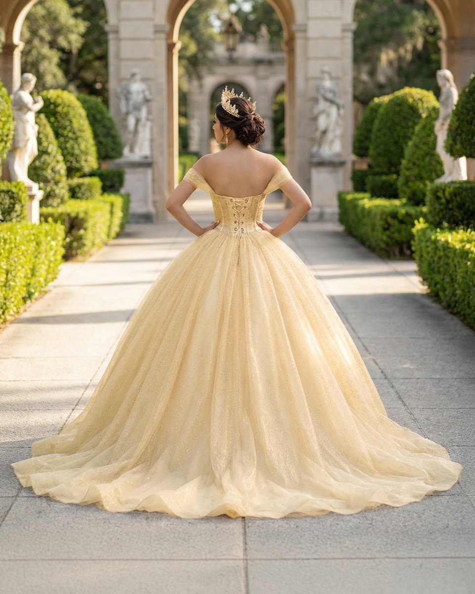 Yellow Ball Gown Tulle Off-the-Shoulder Quincenara Dresses Yellow / 14 Yellow Ball Gown Tulle Off-the-Shoulder Quincenara Dresses Yellow / 14