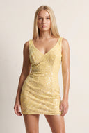 Yellow Bodycon V Neck Sequins Mini Party Dresses | KISSPROM