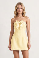Yellow Bowknot Strapless Sheath Satin Homecoming Dress | KISSPROM