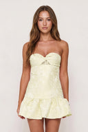 Yellow Sweetheart Jacquard A-Line Ruffled Homecoming Dress | KISSPROM